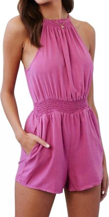 Bella Dahl Keep In Touch Halter Romper In Sweet Orchid