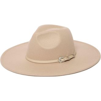 San Diego Hat Company Western Belt Fedora Hat in Oatmeal at Nordstrom Rack
