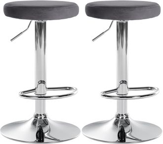Clp Clp - Set De 2 Taburetes De Bar Ponte En Terciopelo Gris Oscuro Metal Cromado