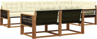 vidaXL Conjunto De Sof&aacute;s De Exterior 7 Uds. Natural Y Crema Vidaxl