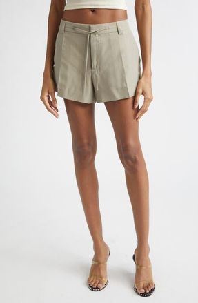 Alexander Wang Mid Rise Silk Drawcord Shorts in Army Tan at Nordstrom, Size 10