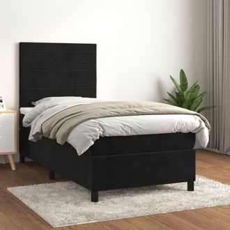 vidaXL Cama Box Spring Con Colch&oacute;n Terciopelo Negro 100x200 Cm Vidaxl