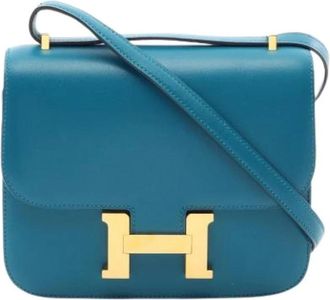 Herm&egrave;s Pre-owned Vintage Schoudertas - Dames - Vintage Schoudertas - Blauw - ONE Size - Leer - Vintage