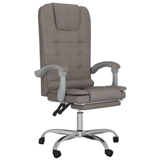 vidaXL Silla De Oficina Reclinable Con Masaje Tela Gris Taup&eacute; Vidaxl