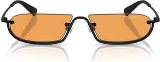 A|X Armani Exchange 58mm Irregular Semi Rimless Sunglasses in Matte Black /Orange at Nordstrom
