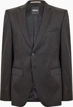 HUGO BOSS Mens Reymond Solid Patterned Notch Collared Suit Jacket - Black - Size: 40 50