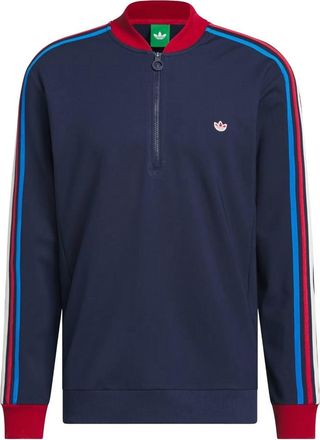 adidas 3-Stripe Half-Zip Sweatshirt Asia Sizing Night Indigo Team Victory Red KS5732