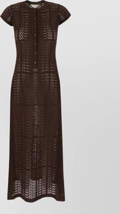 Malo cotton crochet maxi dress cap sleeves