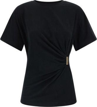 Pinko Black Crew Neck Draped Top