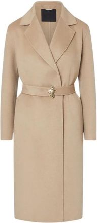 Liu Jo Abrigo largo con cintur&oacute;n joya - Coats - Mujer - Beige - L