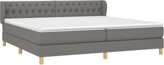 vidaXL Vidaxl - Cama Box Spring Con Colch&oacute;n Tela Gris Oscuro 200x200 Cm