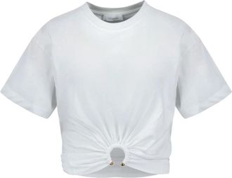 Paco Rabanne Cropped T-shirt - Dames - T-shirts - Wit - L - Katoen - Tops