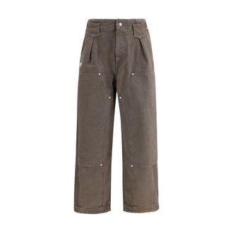 Kenzo Mens Carpenter Wideleg Pants - Grey Cotton - Size EU 44 (Mens)