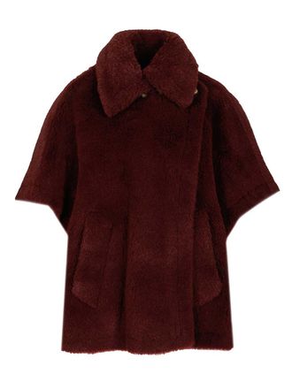 Max Mara Alpaca And Wool Teddy Fabric Cape Scarves And Foulards Violet-Donna