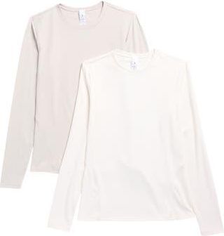 Yogalicious Zenly Zena Assorted 2-Pack T-Shirts in Shadow Rock/White Dove at Nordstrom Rack, Size Small