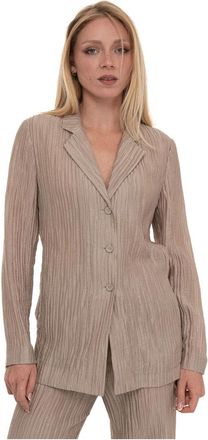 Emporio Armani Overhemdjas - Dames - Blazers - Beige - M - Leer - Jassen