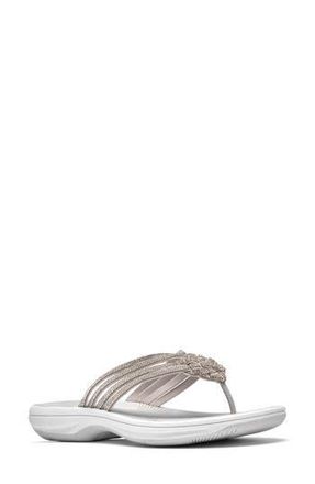 Clarks Breeze Gem Crystal Embellished Flip Flop in Silver at Nordstrom Rack, Size 12