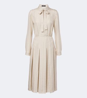 Gucci Vestido camisero de jacquard de seda plisado