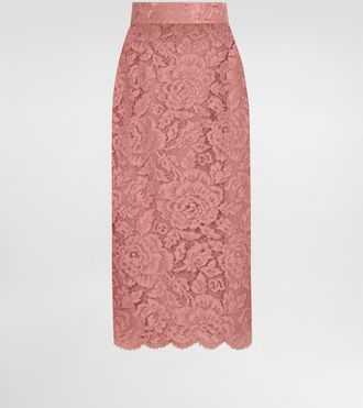 Dolce & Gabbana Logoed Floral Cordonet Lace Pencil Skirt - Woman Skirts Multicolor 38