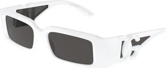 Dolce & Gabbana Wit Frame Donkergrijze Lens Zonnebril - unisex - Zonnebrillen - Wit - 53 MM - Accessoires