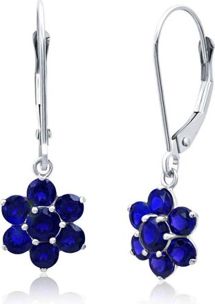 MAX + STONE Solid 14K Yellow or White Gold Gemstone Flower Shape Dangle Earrings