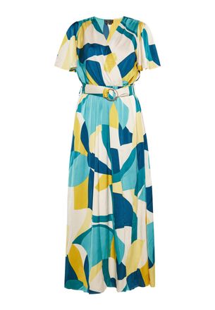 Faina Jurk Dames Blauw Veelkleurig