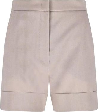 Max Mara Casual Shorts - Dames - Korte Broeken - Beige - 2XS - Wol - Korte Broeken