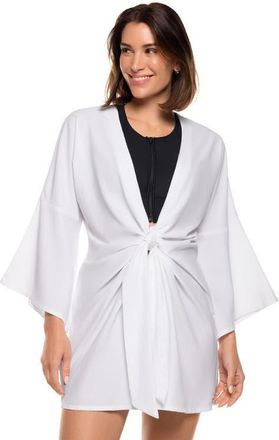 Coolibar Cover-Up with Front Tie - UPF 50+ Sun Protection - Ocean Drive in White at Nordstrom, Size Xx-Large