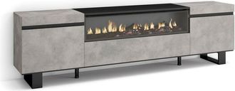 Skraut Home Skraut Home - Mueble tv, Televisión, Muebles de salón, almacenaje, 200x57x35cm, Para tv hasta 80, Chimenea eléctrica, Diseño industrial, Estilo