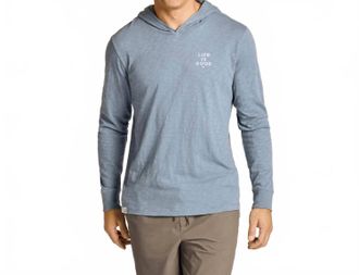 Life is good Mens Minimal Round Sunset Long Sleeve Hoodie In Blue