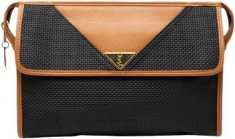 Saint Laurent Pre-owned Canvas Clutch - Dames - Vintage Schoudertas - Zwart - ONE Size - Leer - Vintage