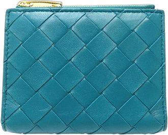 Bottega Veneta Turquoise Intrecciato Wallet (Bi-Fold) (Pre-Owned)