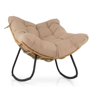 Costway Costway Sedia A Dondolo Da Esterno Sedia A Dondolo Sedia A Dondolo In Vimini Poltrona Lounge In Rattan Con Cuscino Sedia Per Interno Sedia Lounge Da P