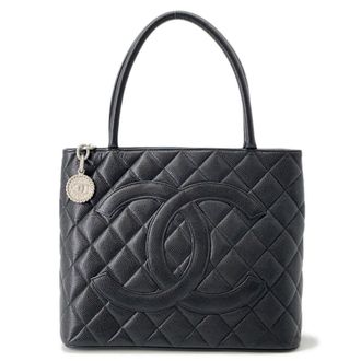 Chanel Black Grained Calfskin Tote Bag (Pre-Owned)