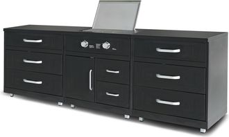 Oviala Cocina exterior de 3 elementos con cocina de gas negra