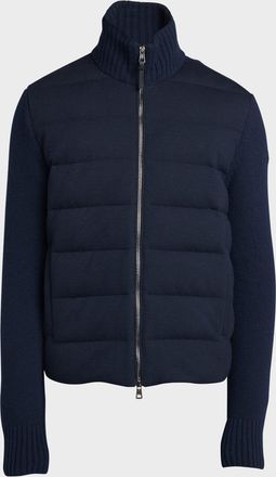 Moncler Mens Wool-Cashmere Padded Cardigan