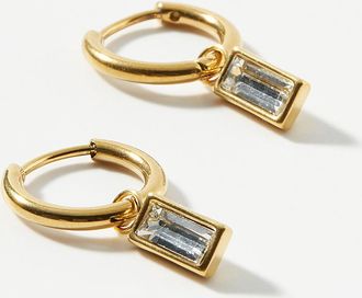 Simons Womens Rectangular-stone Hoop Earrings