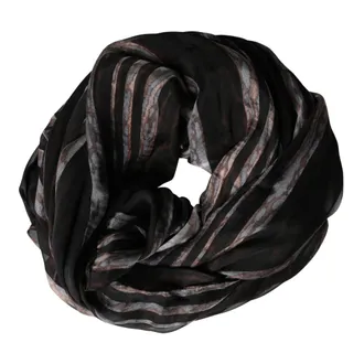 Dolce & Gabbana Silky Scarves, female, Black, Size: ONE SIZE Stripes Silk Wrap Shawl Stole