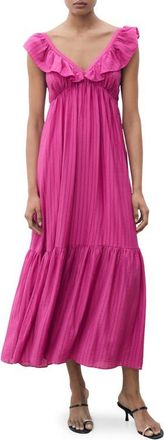 Mango Ruffle Sleeveless Dress in Fuchsia at Nordstrom, Size 6