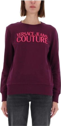 Versace Jeans Couture Sweatshirt met geborduurd logo - Dames - Sweatshirts - Rood - M - Katoen - Hoodies & sweatvesten