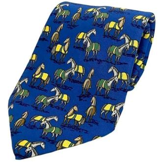 Herm&egrave;s Pre-owned Silk home-office - Heren - Pre-owned - Blauw - Maat: ONE Size Zijde