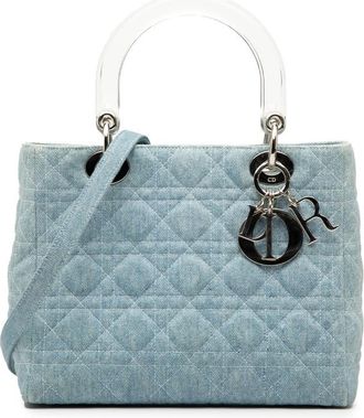 Dior Pre-owned Dior Medium Denim Cannage Acrylic Handles Lady Dior Ladies MA-1928