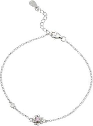 Savvy Cie Jewels Sterling Silver Cubic Zirconia Daisy Station Bracelet in White at Nordstrom Rack