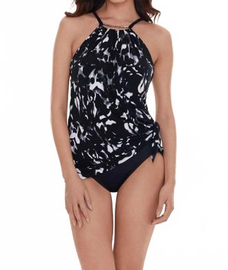 Magic Suit By Miraclesuit Dream State Parker One Piece Swim Dress In Black Multi