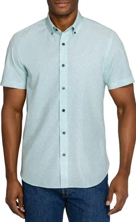 ConStruct Slim Fit Sketched Floral Woven Short Sleeve Basic Shirt in Mint at Nordstrom, Size Xx-Large