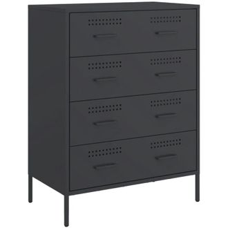 vidaXL Aparador De Acero Negro 68x39x89 Cm Vidaxl