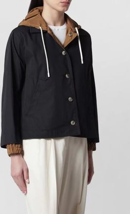 Herno hooded dual tone coat elastic cuffs