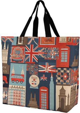 Generic England Symbols Shopping Bag Waterproof Handbag Eco Friendly Handbags For Work College Daily Use