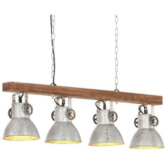 vidaXL Lampada a Sospensione Industriale Argento E27 Legno di Mango - Vidaxl
