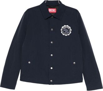 Diesel Blue Button-Up Jacket With Patch Logo